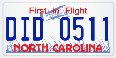 NC license plate DID0511