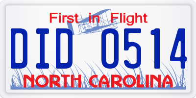 NC license plate DID0514