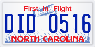 NC license plate DID0516