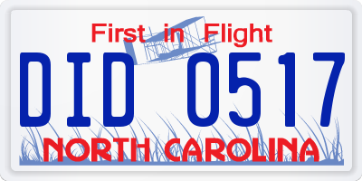 NC license plate DID0517