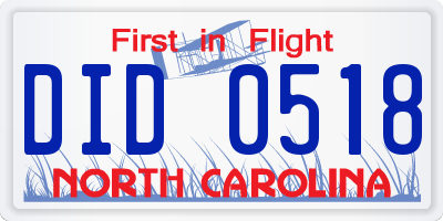 NC license plate DID0518