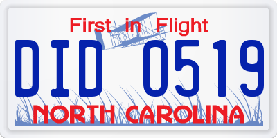 NC license plate DID0519