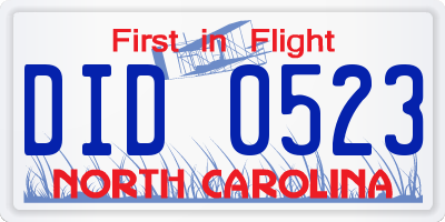 NC license plate DID0523