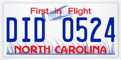 NC license plate DID0524