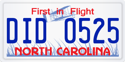 NC license plate DID0525