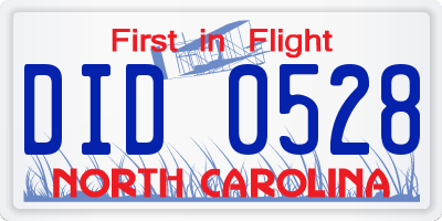 NC license plate DID0528
