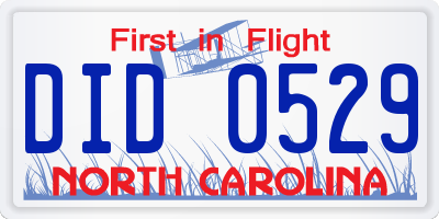 NC license plate DID0529