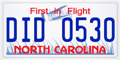 NC license plate DID0530