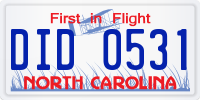 NC license plate DID0531