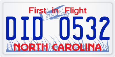 NC license plate DID0532