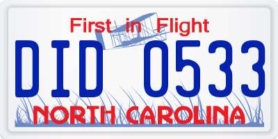 NC license plate DID0533