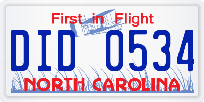 NC license plate DID0534