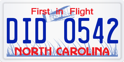 NC license plate DID0542