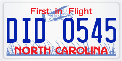 NC license plate DID0545