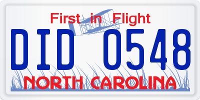 NC license plate DID0548