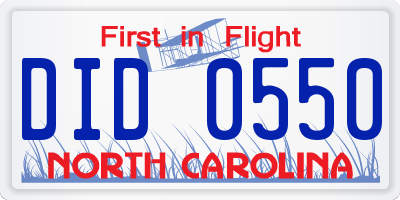 NC license plate DID0550