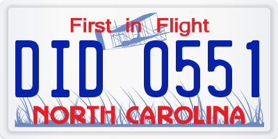 NC license plate DID0551