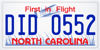NC license plate DID0552