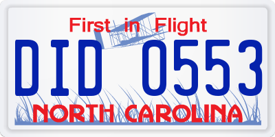 NC license plate DID0553