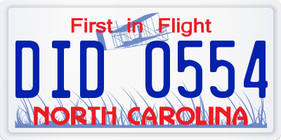 NC license plate DID0554