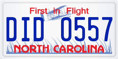NC license plate DID0557