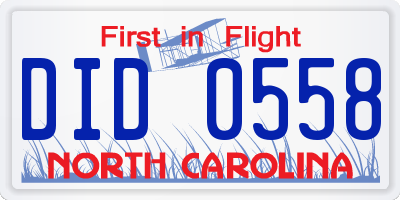 NC license plate DID0558
