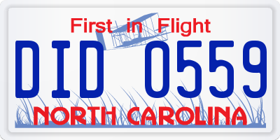 NC license plate DID0559
