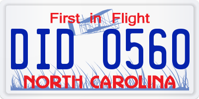 NC license plate DID0560
