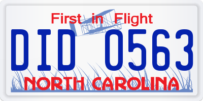 NC license plate DID0563