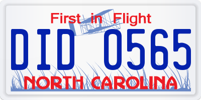 NC license plate DID0565