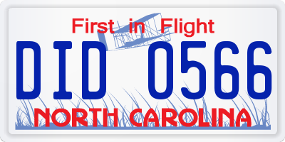 NC license plate DID0566