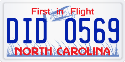 NC license plate DID0569