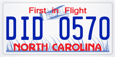 NC license plate DID0570