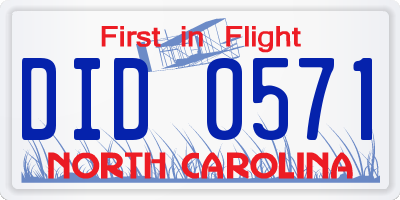 NC license plate DID0571