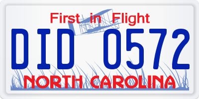 NC license plate DID0572