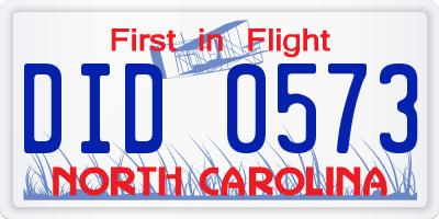 NC license plate DID0573