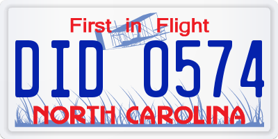 NC license plate DID0574