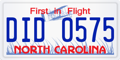 NC license plate DID0575