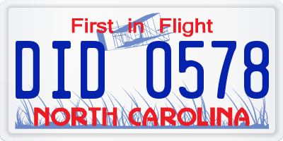 NC license plate DID0578