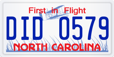 NC license plate DID0579