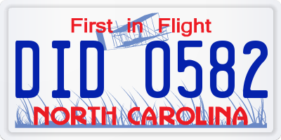 NC license plate DID0582