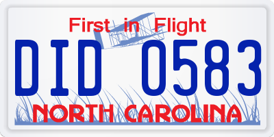 NC license plate DID0583