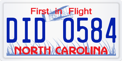 NC license plate DID0584