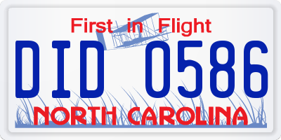 NC license plate DID0586