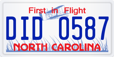NC license plate DID0587