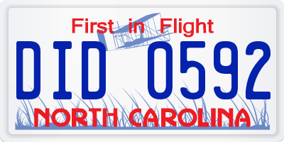 NC license plate DID0592