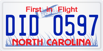 NC license plate DID0597