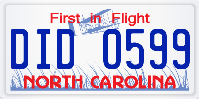NC license plate DID0599
