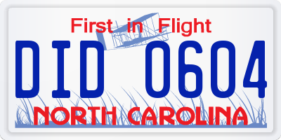 NC license plate DID0604