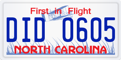 NC license plate DID0605